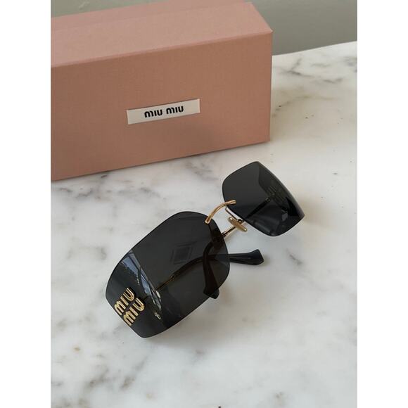 NEW Miu Miu MU54YS Dark Grey Shield Mask Sunglasses $610 - Picture 10 of 15
